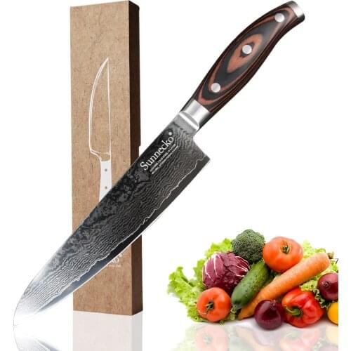 SUNNECKO 8" Chef Knife Damascus Steel нож Japanese VG10 Blade Kitchen Knives Pakka Wood Handle Sharp Meat Chefs Cutter Tool