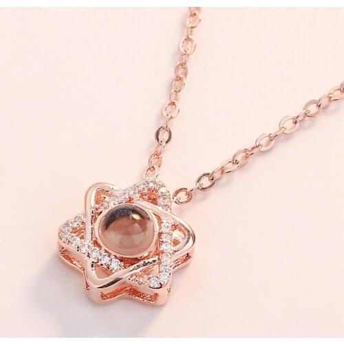 New 100 Languages I Love You Valentines Day Present Memory Projection Necklace Necklace For Women Цепочка На Женская Чокер