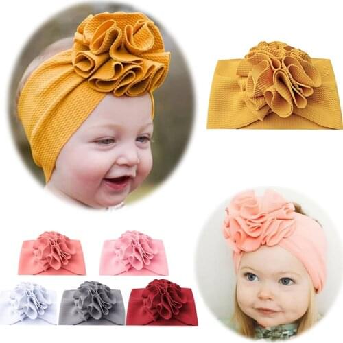 2021 New Cute Baby Girl Flower Hairband Soft Elastic Headband Bebes Girl Princess Wide Turban Knot Headwear Hair Accessories