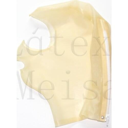 Transparent color 100% handmade latex catsuit mask with back zip for adults