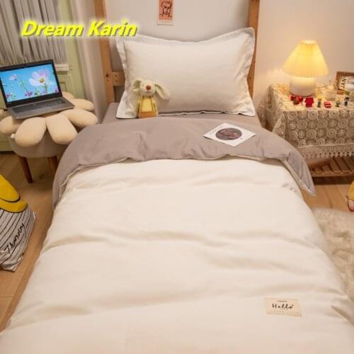Dormitory Bedding Sets Solid Color Nordic Simple Bed Linen Set Thicken 3pcs Quilt Cover Sheet Pillowcase Comforter Duvet Cover