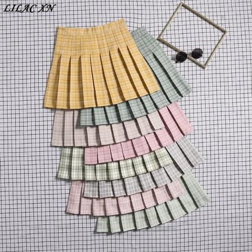 Lilac XN Harajuku Plaid High-waisted Mini Pleated Skirts Women Girls Fashion Pink Preppy Style Sweet Short Y2K Skirt Clothing