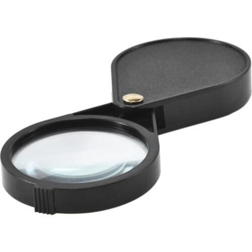 10X Folding Pocket Magnifier 2.56''Dia Loupe Lens with Keychain Portable Magnifying Glass for Reading