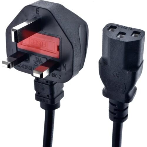 General Power cord,UK BS1363 With Fuse to C13 Power supply cables,250V 10A,1.5m