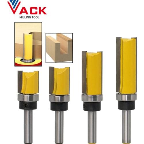 VACK 8mm Shank 3/4" Template Trim Hinge Mortising Router Bit Straight end mill trimmer cleaning flush trim Tenon Cutter for Wood