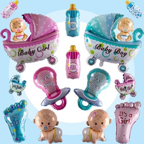 Festive Event Ballons Baby Boys Girls Holiday Decorations Foil Balloons Stroller Helium Balls Birthday Party Supplies Globos