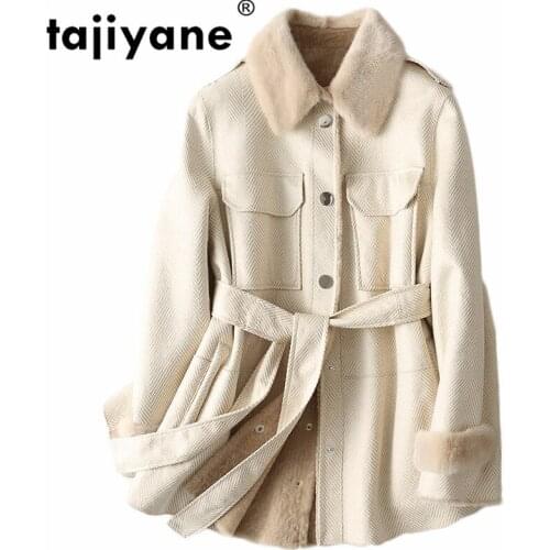 Sheep Fur Natural Shearling Jacket Winter Real Fur Coat Women Mink Fur Collar Warm Wool Fur Liner Manteau Femme FY-17 KJ3423