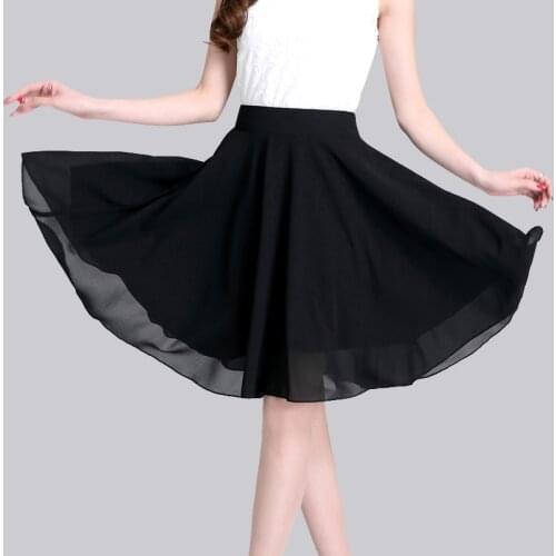 Women Chiffon Skirt Summer Thin Solid All-match Skirts Womens Saias Midi Faldas Vintage Women Midi Skirt Plus Size XS-6XL