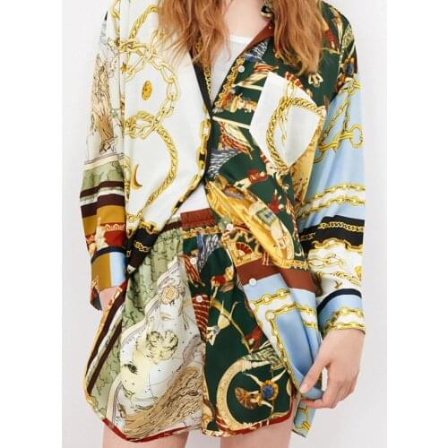 Ladies summer print shorts elastic waist ethnic style shorts fashion retro wide-leg pants