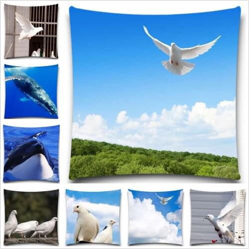 Animal Simple Office Home Decorative Square Cotton Polyester Pillow cases Dove Pattern Cushion cover
