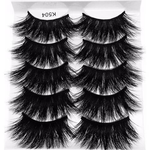 5Pair Natural Faux Lashes 25mm 3D Mink Hair False Eyelashes Full Soft Thick Wispy Fluffy Eye Lashes Extension Women Makeup Tools