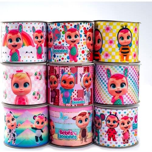 5 Yards Grosgrain/Satin 25mm/38mm/50mm/75mm Cartoon Girl Printed for DIY Hair Bow Decorations