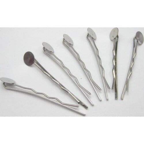 50 Silver Tone Metal Bobby Hair Pin Clip with Pad