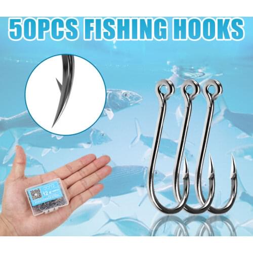 50Pcs Fishing Hooks Set Carbon Steel Single Circle Fishing Hook Fly Fishing Jip Barbed Carp Hooks Sea Tackle Accessories