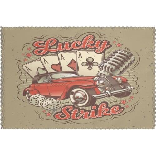 Tableware Pad Placemats 6 Pcs Table Mat Non-Slip Retro Car Old Microphone Placemats for Dining Table