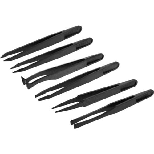 6pcs/set Anti-static Electronic Tweezers Kit ESD Plastic Forceps PCB Repair Tool 23GB