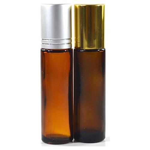 600pcs*10ml Steel Roller Ball Glass Bottle With Gold Cap High Quality 10cc Amber Roller Metal Ball For Essential Oils Wholesale