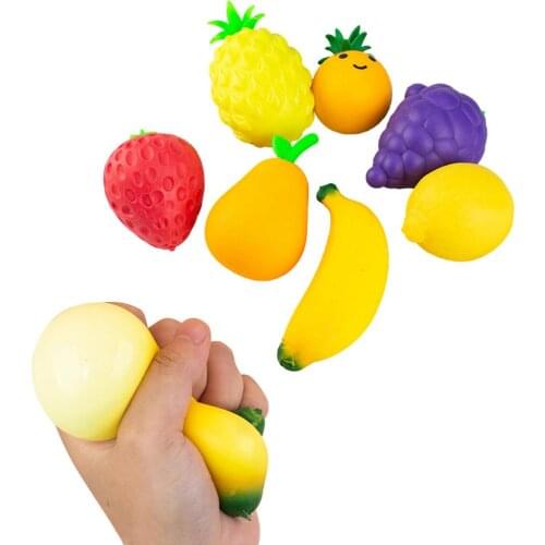 7PCS/Set Fruit Squeezing Toy Fidget Antistress Toy Push Bubble Fidget Sensory Toys Kids Adult Autism Stress Reliever Squeeze Toy