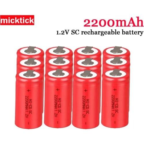 SC 1.2V battery 4/10/15/20pcs 2200mah Sub C Ni-Cd rechargeable batteries with Tab power tool NiCd SUBC battery for Screwdriver