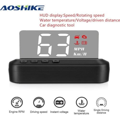 AOSHIKE Car HUD Head-up Display Car Diagnostic Tool OBD2 LED Stereo Display Fault Code Elimination Safe Driving Overspeed Alarm