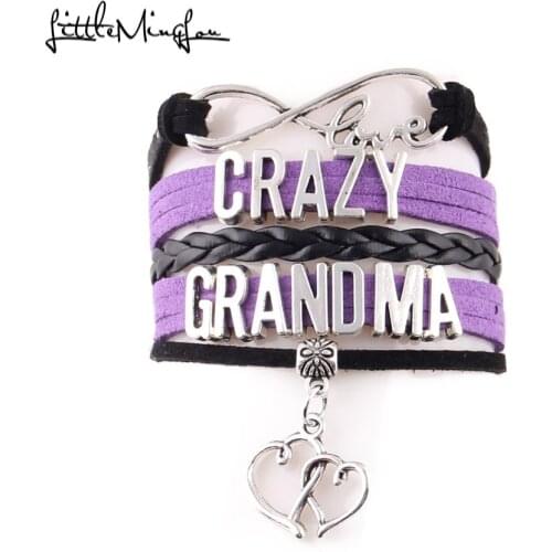 Little MingLou Infinity love Crazy Grandma Momma Aunt Bracelet heart charm bracelets & bangles for Women jewelry family gifts