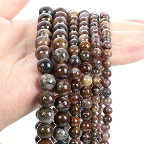 Smooth Brown Pietersite Stone Beads Round Loose Spacer Bead For Jewelry Making Needlework DIY Charm Accessories Earring 6/8/10MM
