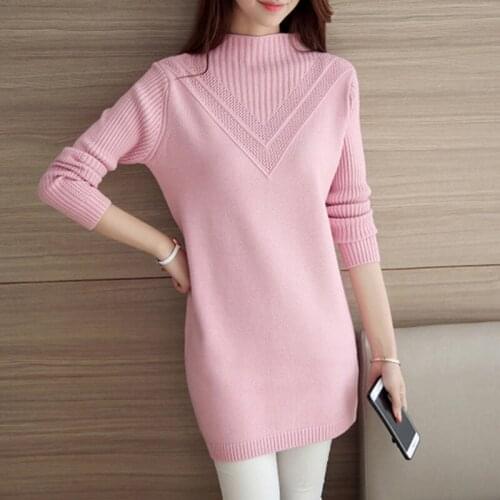 Turtleneck Black Sweater Tops 202 Female Sweater Outerwear Medium-Long Basic Pullovers Office Women Sweater Thick Solid Color