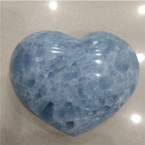 DHX SW large natural gemstone lovely heart celestite handmade carving heart palm stone reiki healing pocket stone