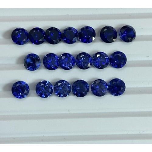 Lab Created Corundum Blue Sapphire Stone Royal 4mm To 12mm Loose Gemstone Round Shape