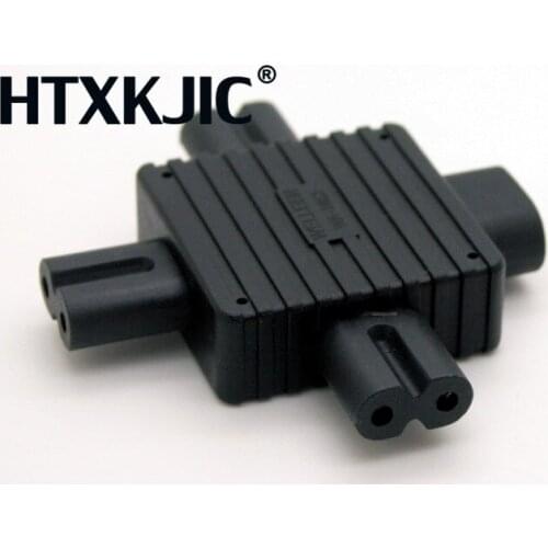 IEC 320 Figure 8 C8 Male to 3X Female C7 Splitter Power Adapter