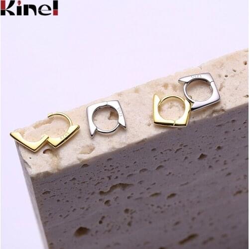 Kinel Tiny Hoop Earrings for Women Silver 925 Jewelry Geometric Square Minimalist Wedding Party Accessories