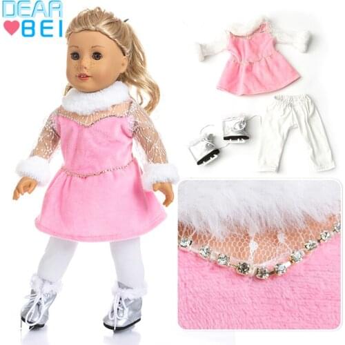 Ice skating suit for18 inch American Girl Doll Jackets+Pants and Doll accessories Children best Gift (Shoes are not included)