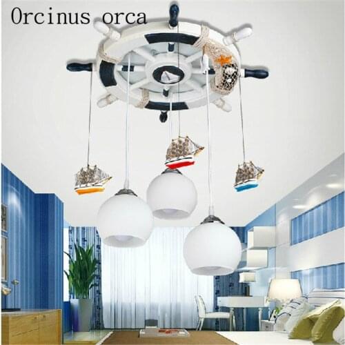 Mediterranean boat rudder chandelier children bedroom LED chandelier cartoon creative personality lighting free shipping