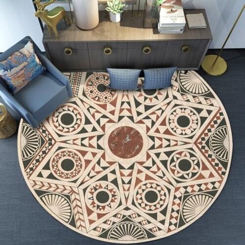 Moroccan Living Room Round Rug Geometry Turkish Anti-slip Rug Childrens Room Home Baby Room Crawling Blanket