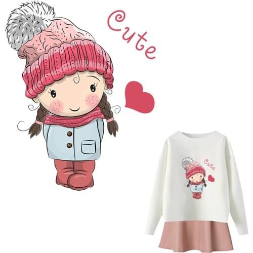 Cute Girl Iron-On Transfer Girl Women Shirt Thermal Stickers New Diy Accessory Washable Badges Heat Transfer Patches