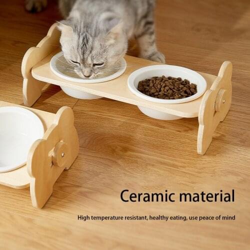 Cat Bowl Single Bowl Ceramic Double Bowl Protection Cervical Spine High Foot Cat Food Bowl Tilt And Overturn Prevention Dog Bowl