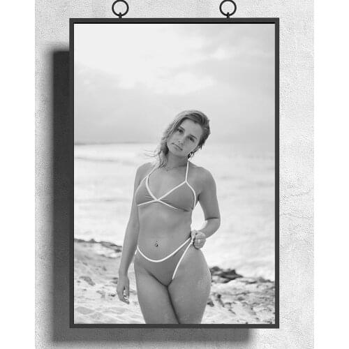 R0347 Black and White Sunshine By The Sea Sexy Beautiful Girl Model Wall Sticker Silk Poster Art Home Decoration