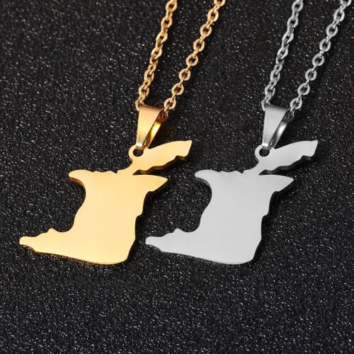 SONYA Stainless Steel Trinidad and Tobago Map Flag Pendant and Necklace for Women/Girl Gold Color Lovers Engagement Jewelry