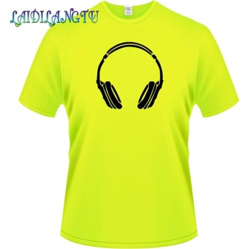 Mens T Shirts Fashion DJ music headphones short Sleeve T Shirt Men Cotton O-neck T Shirt Summer Clothing Casual T-shirt