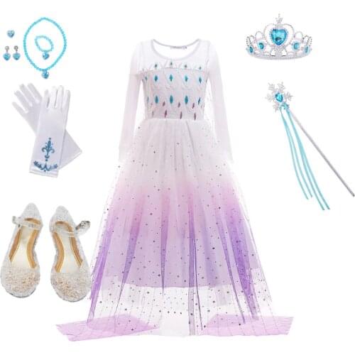 Fancy Cosplay Girls Princess Dress Snowflake Costume For Halloween Christmas Kids Party Dresses Holiday Girls Clothing 24