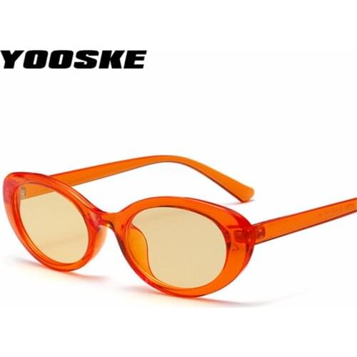 YOOSKE Women Vintage Oval Fashion Sunglasses Candy colors Sunglass Men Retro Brand Designer Yellow Glssess