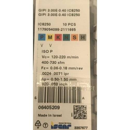 ORIGINAL 10PCS CARBIDE INSERT GIPI3.00E-0.40 IC8250