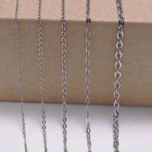 1Pcs Stainless Steel Cross Rolo O Chain DIY Making Necklace For Women Men DIY Jewelry Findings Thin Bracelet Necklace