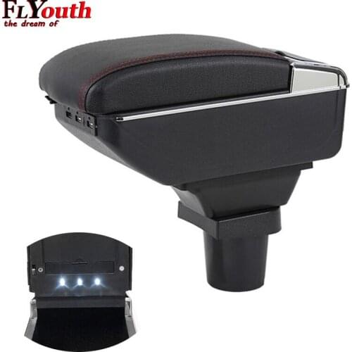 Armrest Box For Toyota Yaris Vitz Hatchback 2006-2011 USB Charging LED Light Arm Rest Rotatable Centre Console Storage Box