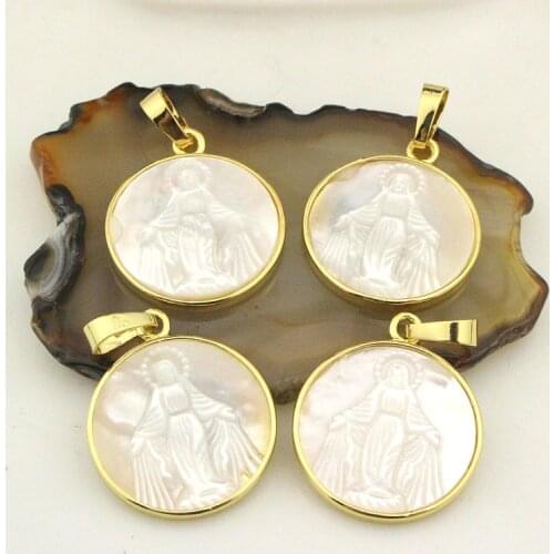 22mm 10pcs/lot New style shell pendant,fashion religion charm pendant,plating gold cz jewelry accessories