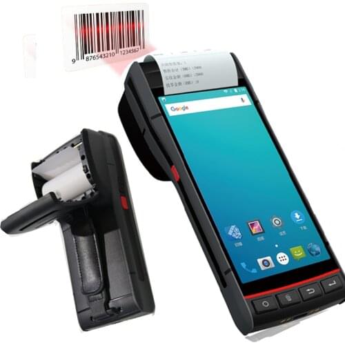Handheld Ticketing Machine Mobile Smart POS with Built-in Label Sticker and Thermal Printer Android 8.1 PDA with Barcode Scanner