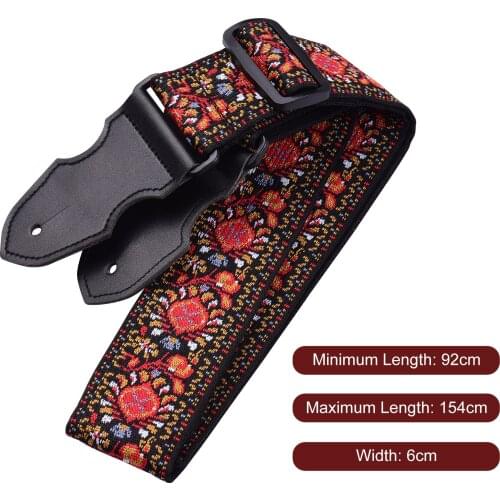 Adjustable Guitar Strap Broadened Lengthened 6cm Jacquard Weave Shoulder Belt With Guitar Picks Strap Lock Button Headstock