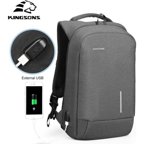 Kingsons Anti-theft Backpack Women Men13'' 15'' External USB Charging Laptop Backpacks For School Travel Backpack Mochila Mujer