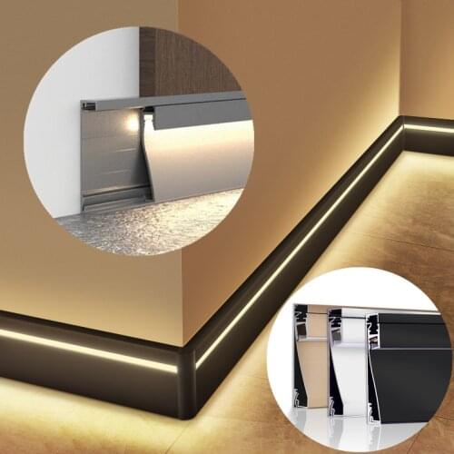 1M H80mm LED Skirting Line Strip Lights Recessed Wall Mount Aluminum Profile With Milky Cover Corner Channel Home Decor Bar Lamp