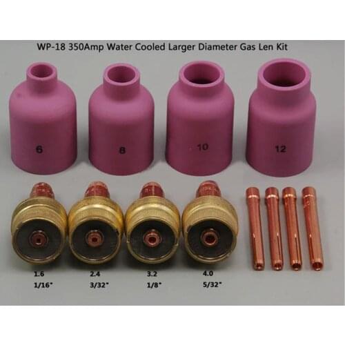 TIG Consumables KIT Large Diameter Alumina Nozzle Gas Lens Collet Bodies Fit TIG Welding Torch PTA DB SR WP 17 18 26 Series 12PK